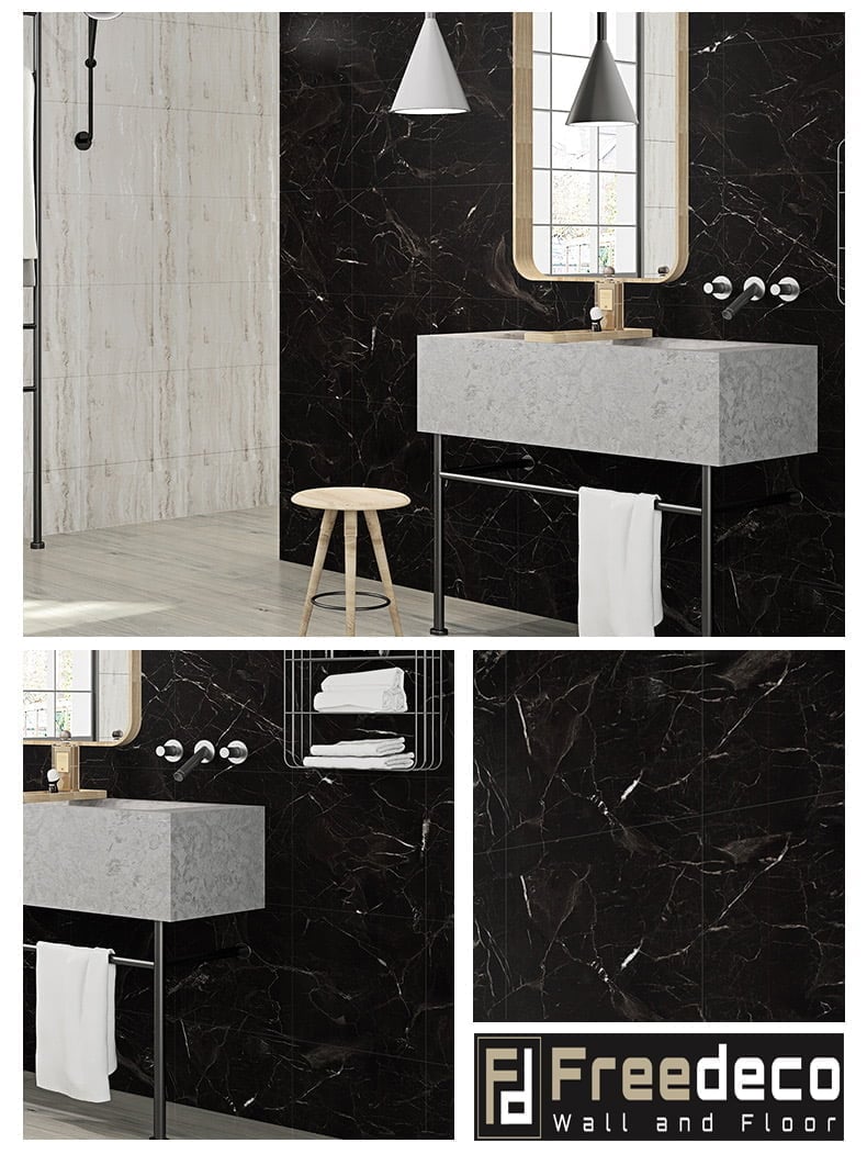 Budget Zelfklevende SXP Nero Zwart Marmer Wand en VloerPanelen 30X60cm FD03 tweede afbeelding