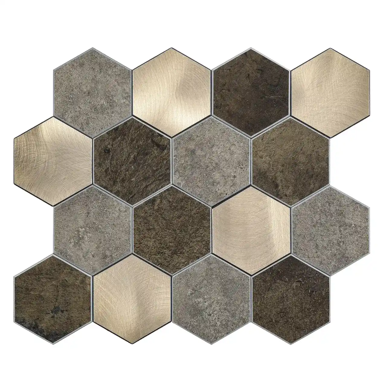 Zelfklevende Mozaïek Steenstrip Hexagon Koper Large