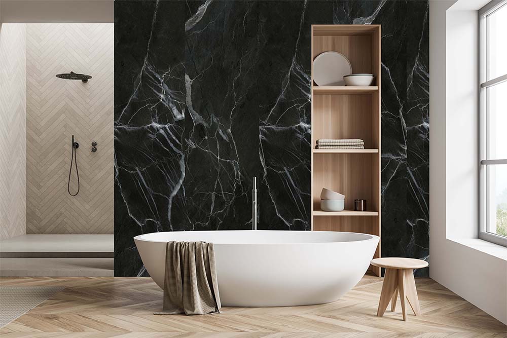 SPC Marmer Plaat Wandpaneel Nero Marquina Mat Zwart Grijs tweede afbeelding