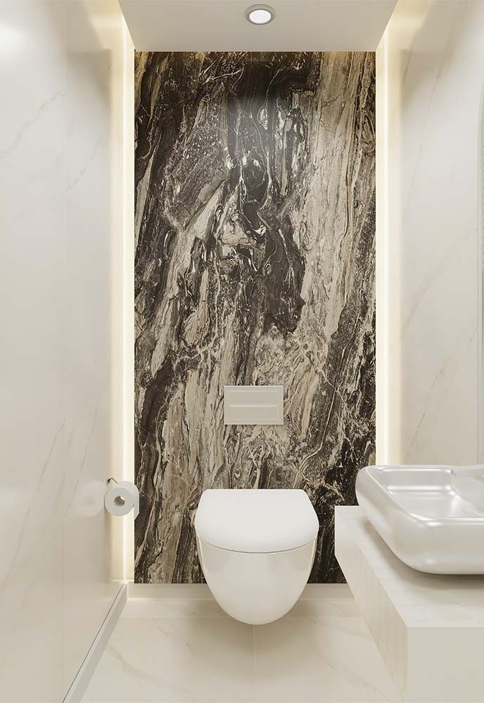 SPC Marmer Plaat Wandpaneel Pretoria Marble Mat Zwart Beige tweede afbeelding