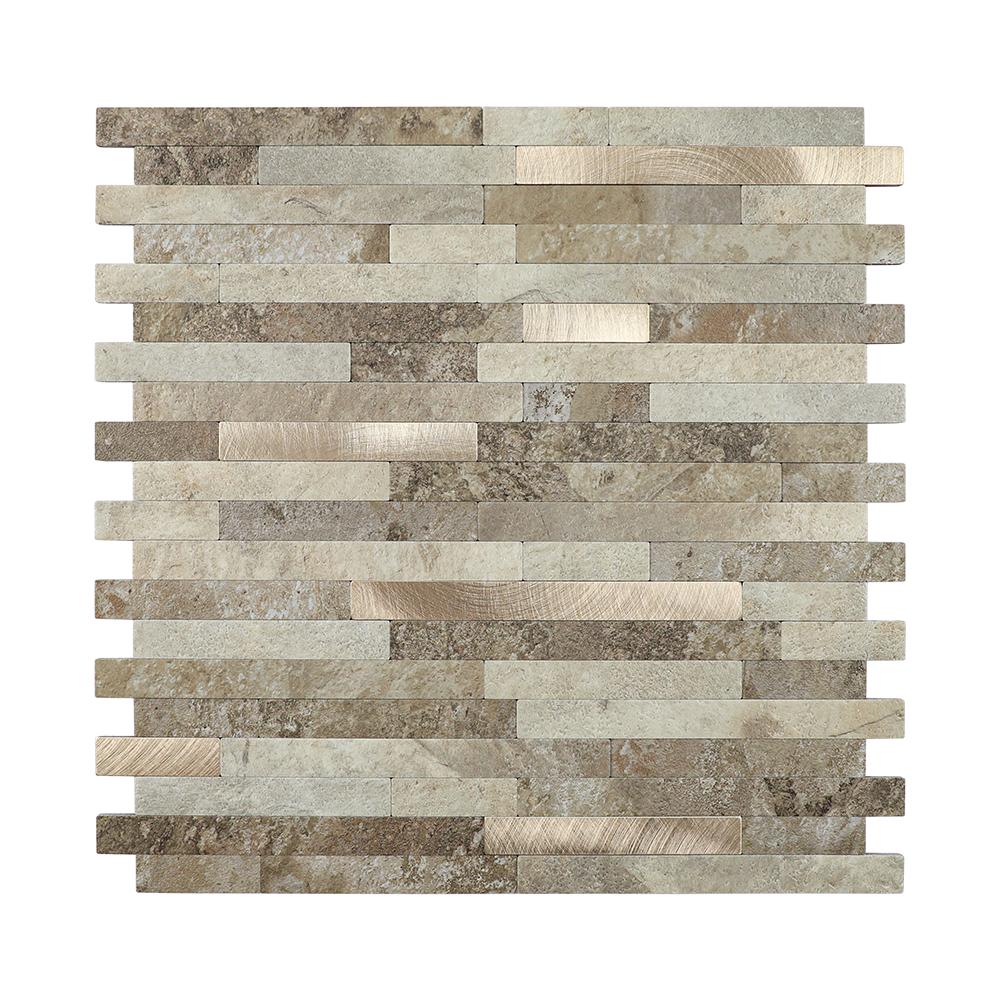 Zelfklevende Mozaïek Steenstrip Japandi Taupe Beige Mix