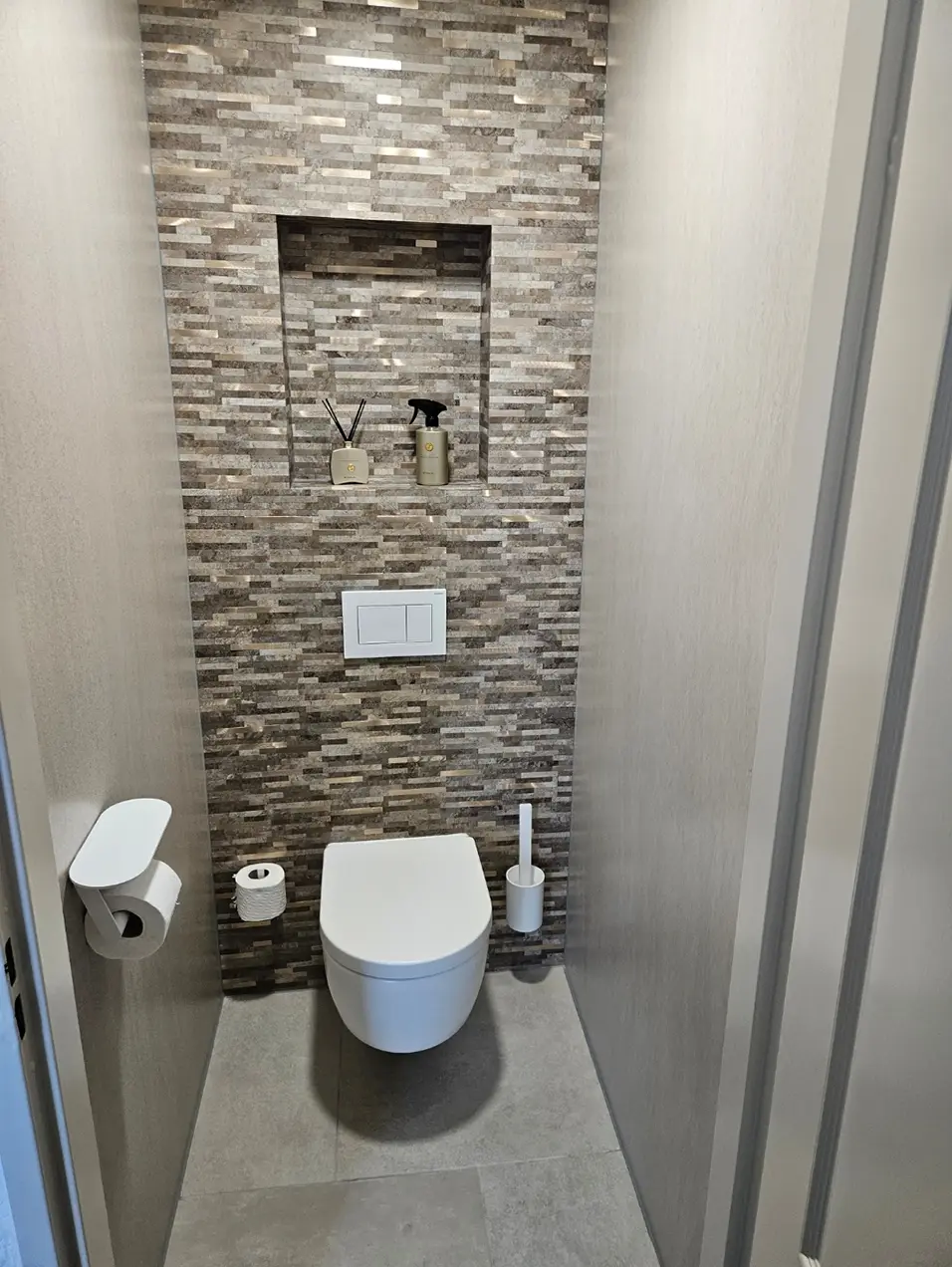 Zelfklevende Mozaïek Steenstrip Japandi Taupe Beige Mix tweede afbeelding