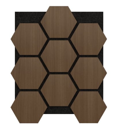 Akoestisch Paneel Hexagon Hout Donker Gerookt Walnoot Bruin met Zwart Vilt