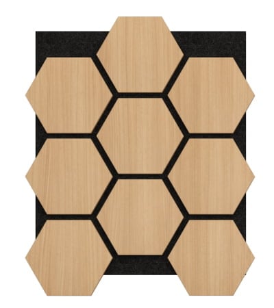 Akoestisch Paneel Hexagon Hout Naturel Eiken met Zwart Vilt