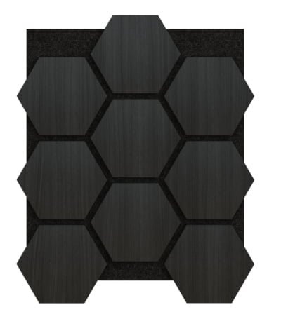 Akoestisch Paneel Hexagon Hout Naturel Zwart Eiken met Zwart Vilt