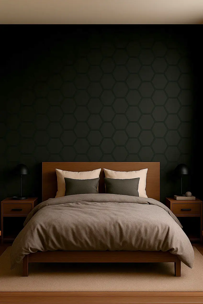 Akoestisch Paneel Hexagon Hout Naturel Zwart Eiken met Zwart Vilt tweede afbeelding