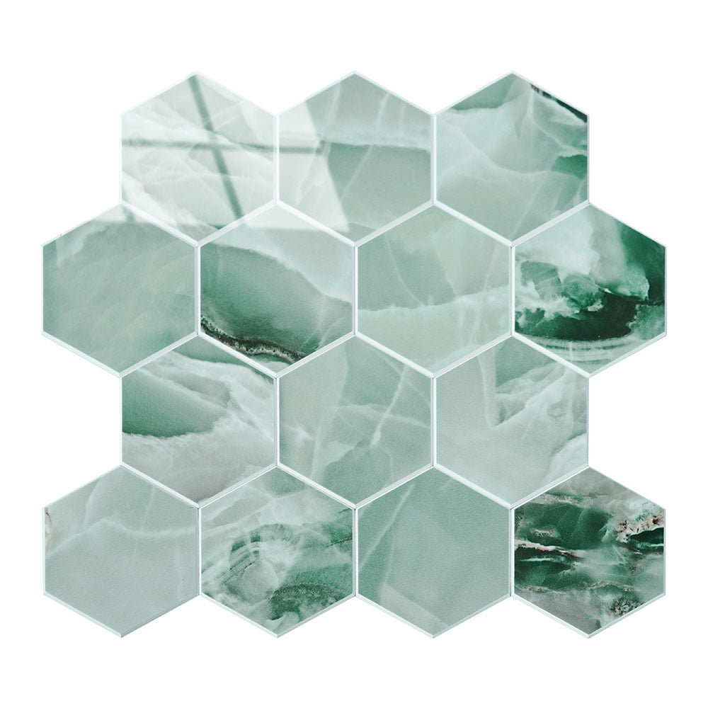 Zelfklevende Mozaïek Steenstrip Hoogglans Hexagon Onyx Groen