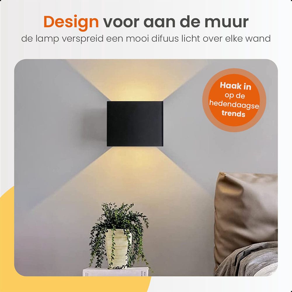 Aku WallClip Wandlamp Accu Kubus Vierkant Zwart tweede afbeelding