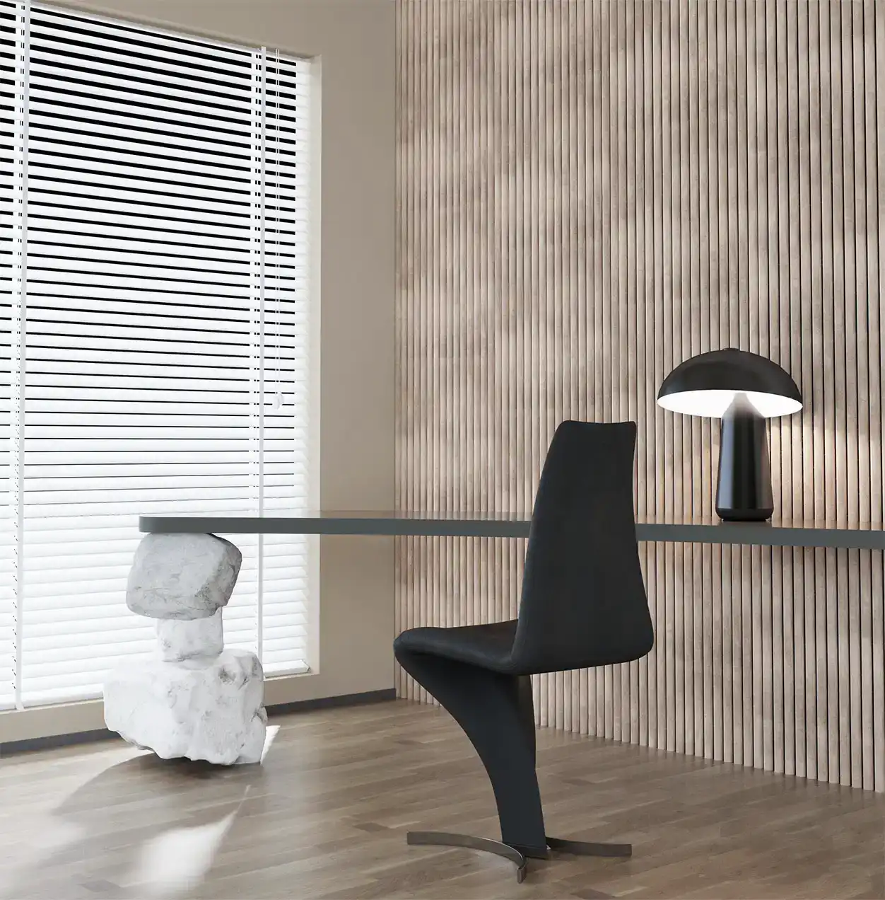 Akoestisch Paneel Suede Stof Japandi Beige Taupe mix met Vilt tweede afbeelding