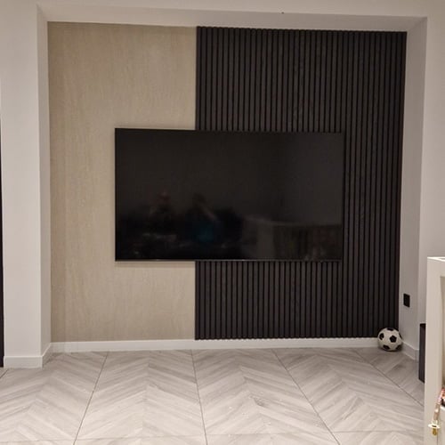 tv muur met akoestische wandpanelen