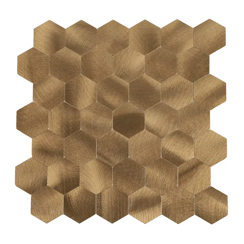 Zelfklevende Mozaïek Steenstrip Hexagon Geborsteld Koper