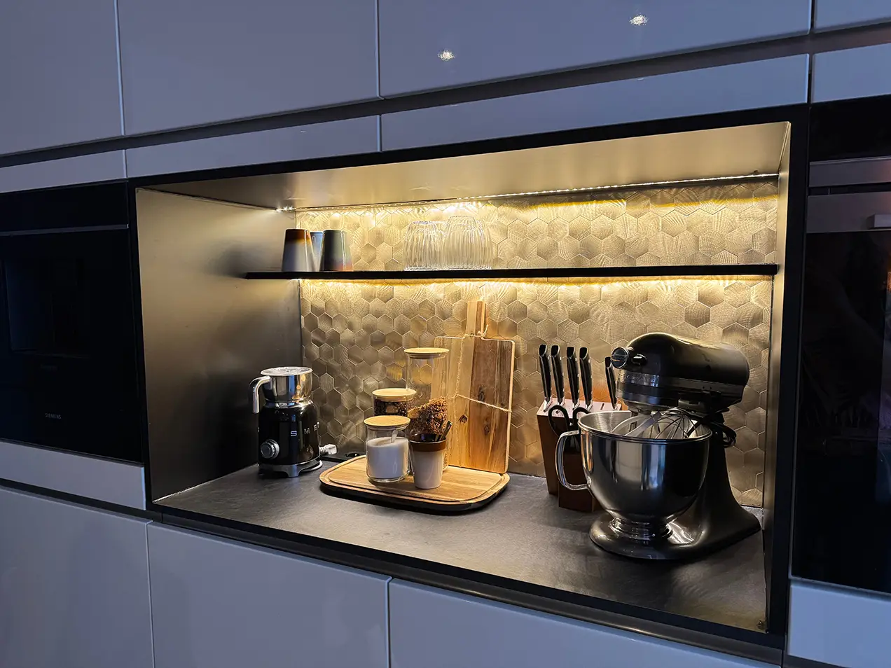 mozaiek tegels goud keuken achterwand