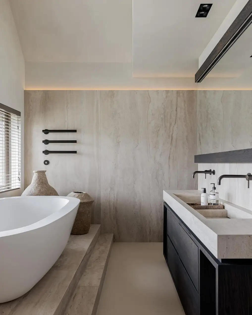 SPC Marmer Plaat Wandpaneel Travertin Japandi Mat Zand Beige tweede afbeelding