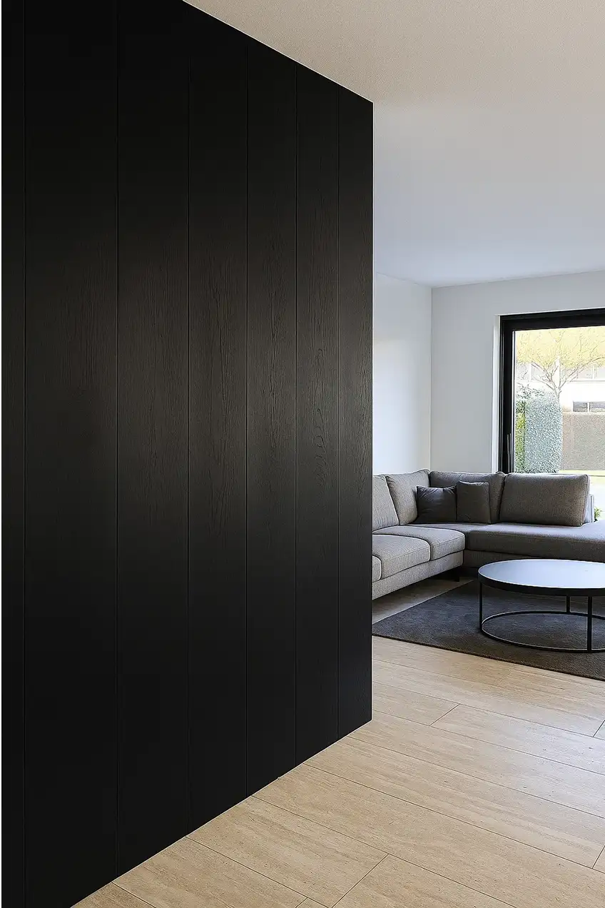 Clickwall Wandpaneel Naadloos Houtfineer Zwart tweede afbeelding