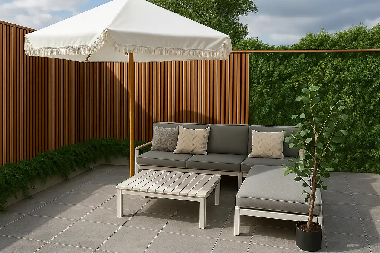 Composiet Schutting- en Gevelbekleding - Rabatdeel Rhombus Teak Bruin tweede afbeelding