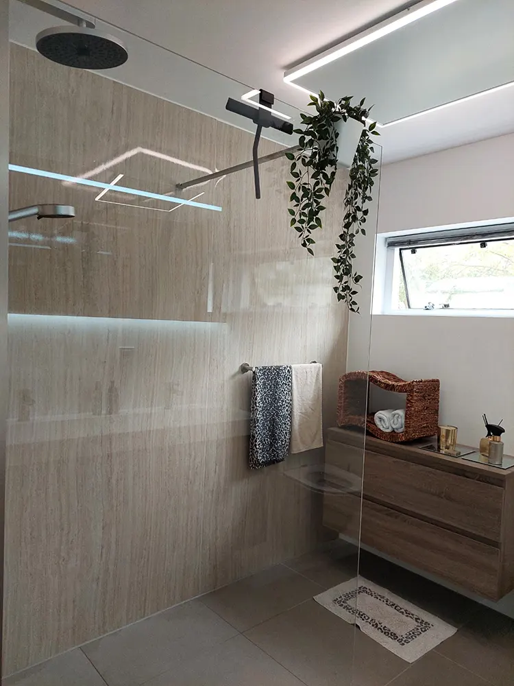 PVC Marmer Plaat Hoogglans Travertin Zand Beige tweede afbeelding