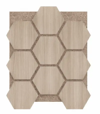 Akoestisch Paneel Hexagon Hout Japandi Licht Eiken Beige met Bruin Vilt