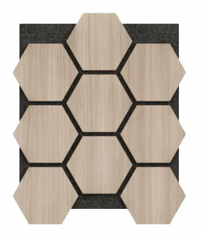Akoestisch Paneel Hexagon Hout Japandi Licht Eiken Beige met Zwart Vilt