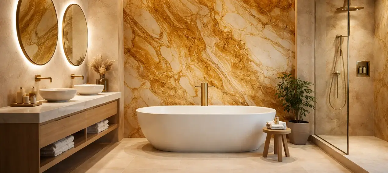 Goud in de badkamer: zo laat je gouden accenten werken