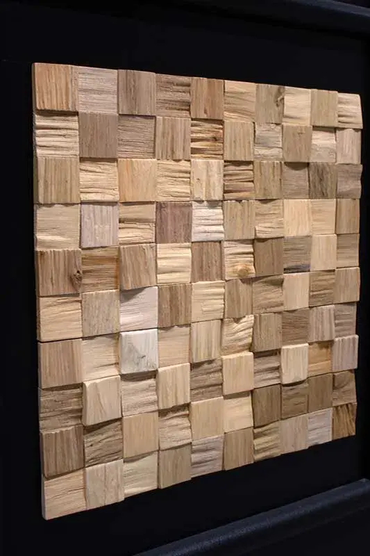 Houtstrip Eiken FSC Cube 3D Japandi Naturel Bruin tweede afbeelding