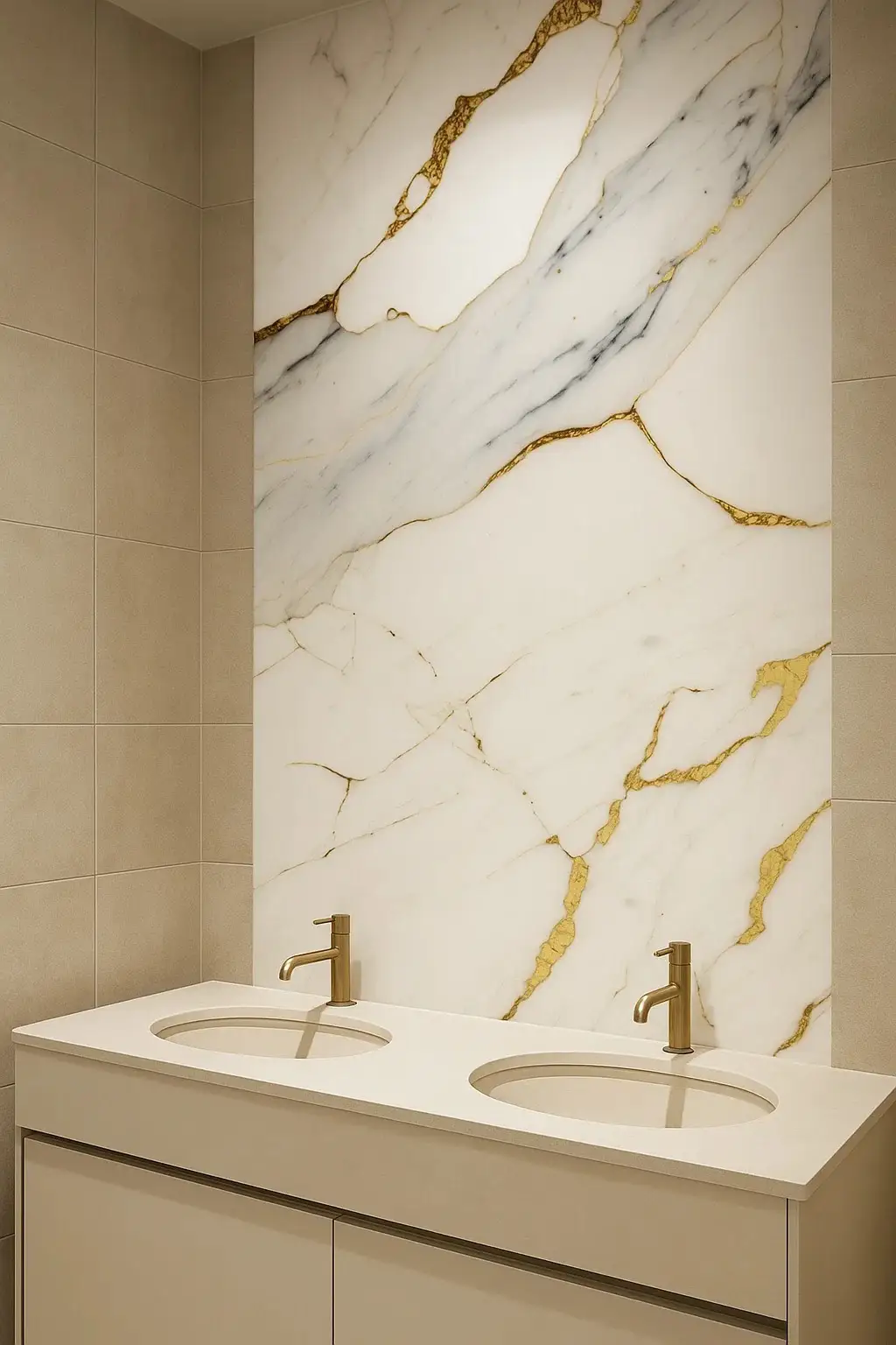 PVC Marmer Plaat Hoogglans Carrara Gold Wit tweede afbeelding