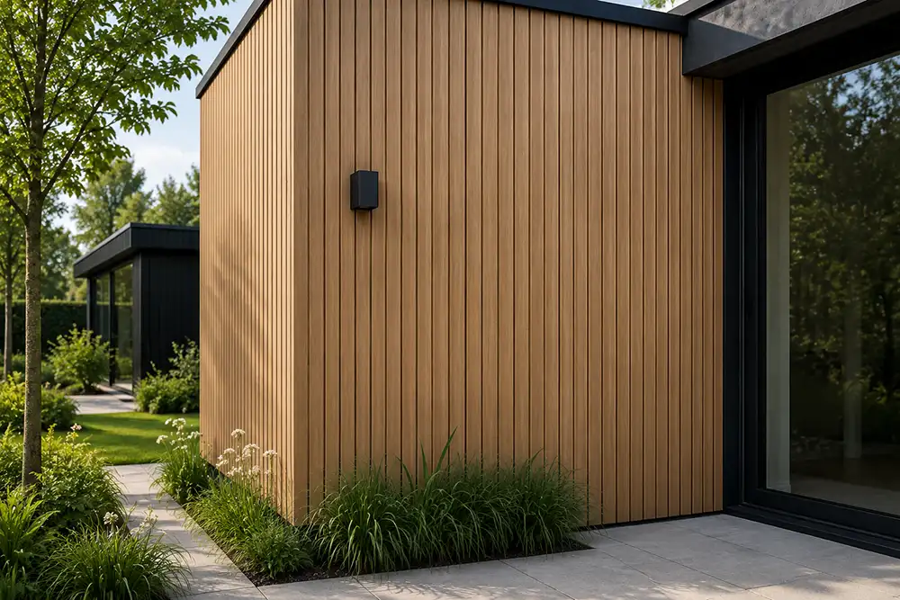 Composiet gevelbekleding met warme eiken houtlook