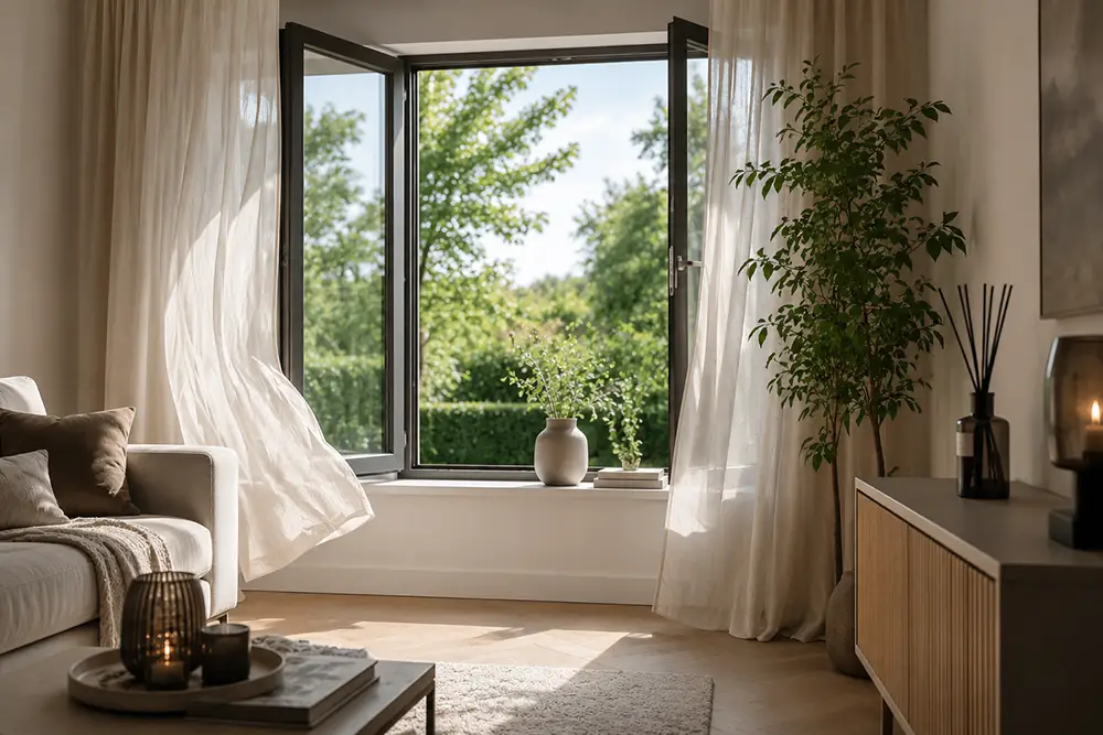Open raam voor frisse ventilatie