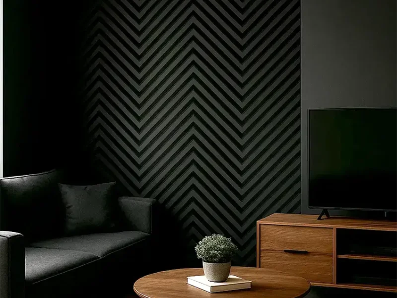 visgraat akoestische panelen zwart woonkamer visgraat akoestische panelen zwart woonkamer