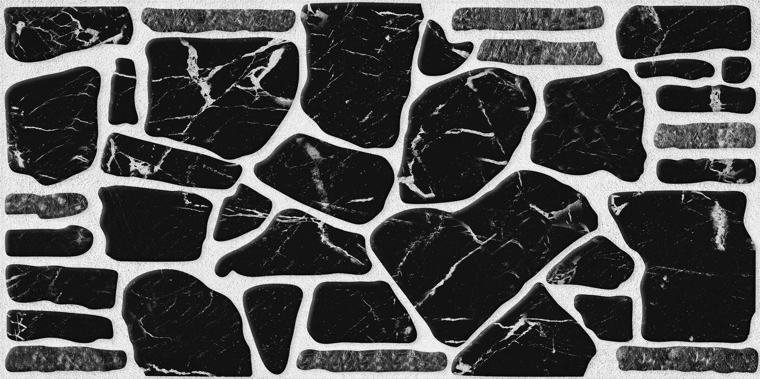 Baksteenstrip 3D Wandpaneel EPS Steenlook Zwart Wit Marmer - Isolerend - Voor binnen/buiten - 100x50x2cm - KY005 OUTLET