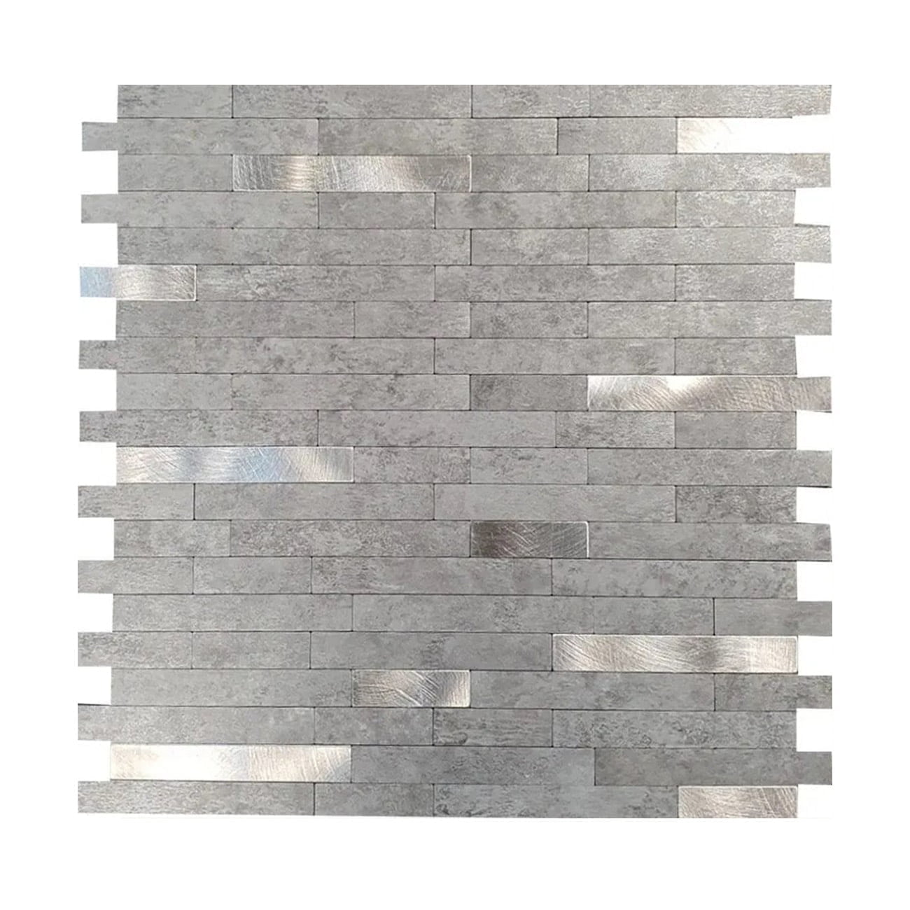Zelfklevende Mozaïek Steenstrip Klassiek Grijs Zilver - Plak het Zelf - 30,2x29,2x0,4cm