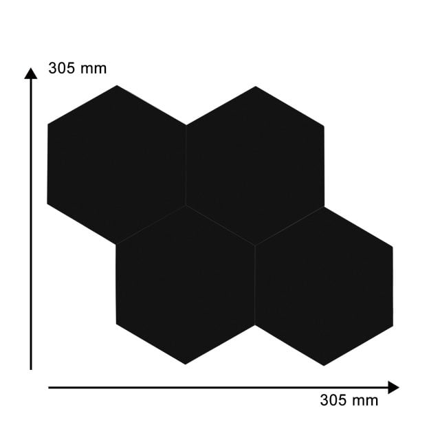 Grote hexagon mat zwart afmeting