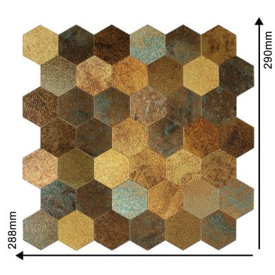 Mozaiek Hexagon goud afmetingen