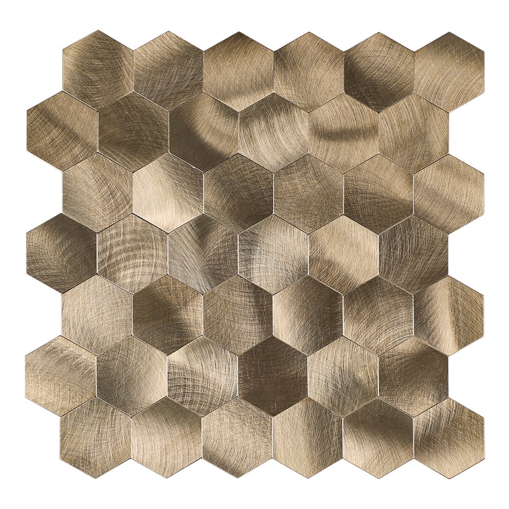 Zelfklevende Mozaïek Steenstrip Hexagon Geborsteld Brons - Plak Het Zelf - 29,2x28,8x0,4cm KCL-14
