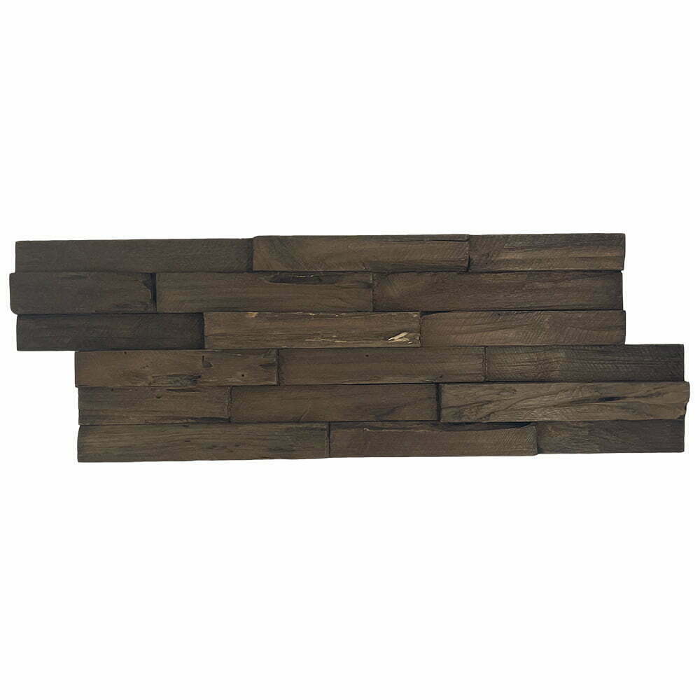 Houtstrip Teakhout Plank Batavia Charred Donkerbruin – Gerecycled – 49.5x18x1-2cm