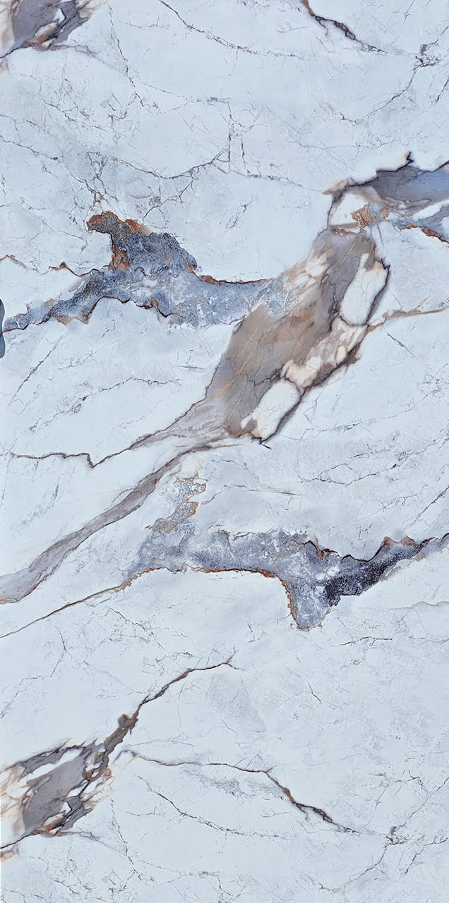 Marmer Plaat Hoogglans Paonazzo Blue Beige - Waterbestendig Wandpaneel - 120x260cmx0,3cm