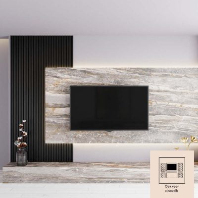 akoestische panelen zwart cinewall in een woonkamer