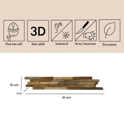 houtstrip dunne planken informatie met afmetingen en icoontjes